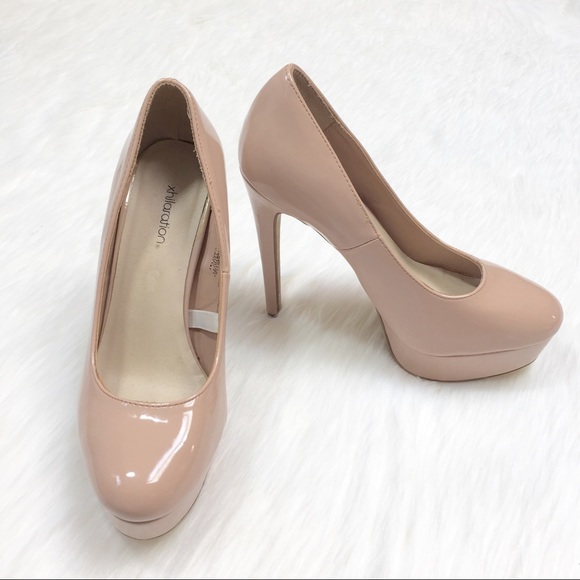 Xhilaration Shoes - xhilaration Shiny Light Taupe Platform Heels 6